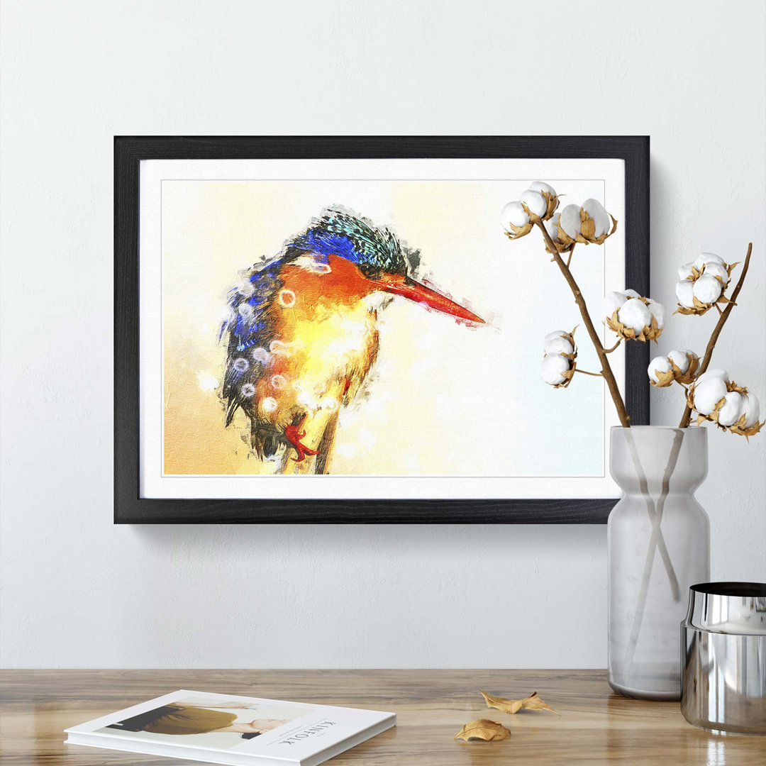 Exquisite Kingfisher Bird in Abstract - Picture Frame Painting Print