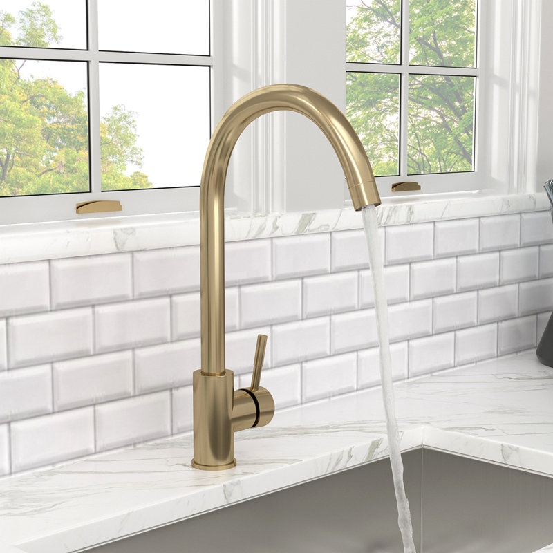 Kitchen Sink Faucet With Single Handles, Gold