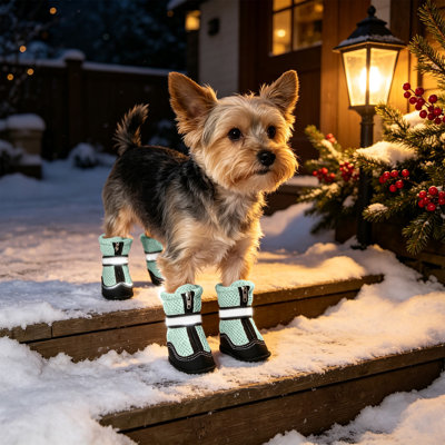Coral fleece pets bath t owel 4Pcs Breathable Dog Shoes Waterproof Non Slide Night Suitable For Small Medium And Large Dogs Boots For Daily Walking