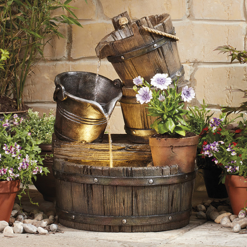 Dunsborough Outdoor Weather Resistant Cascade Fountain with Lights