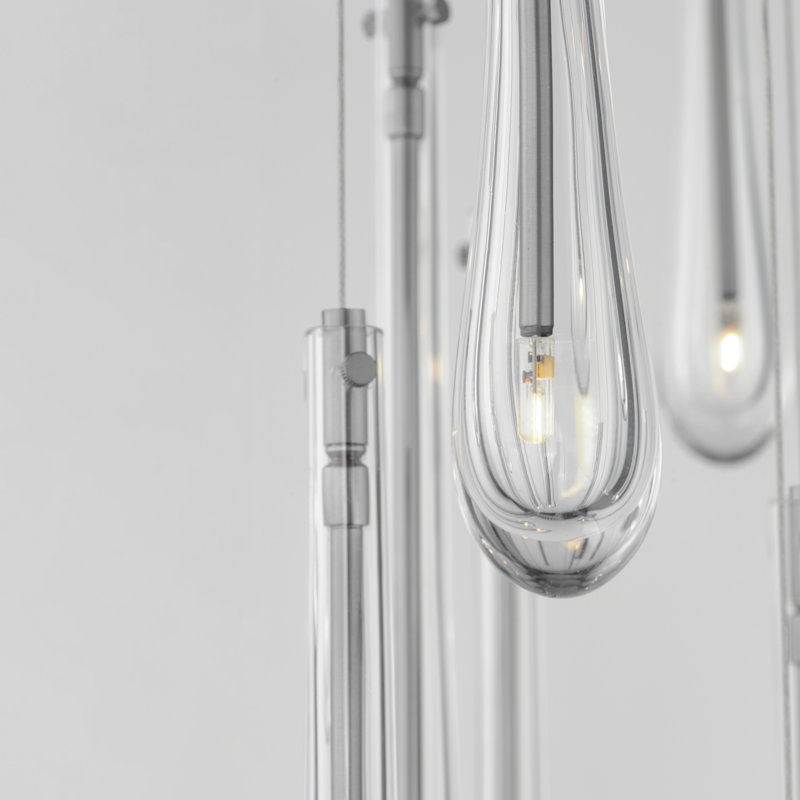 Luminaire suspendu à 18 lumières, Nickel satiné