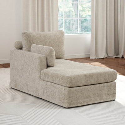 Chaise longue rembourrée en chenille de 32 po de largeur avec accoudoirs et coussins gauche