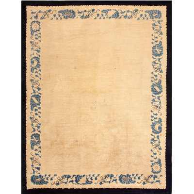 Minimalist Open Cream Color Field Antique 1900's Peking Chinese Rug