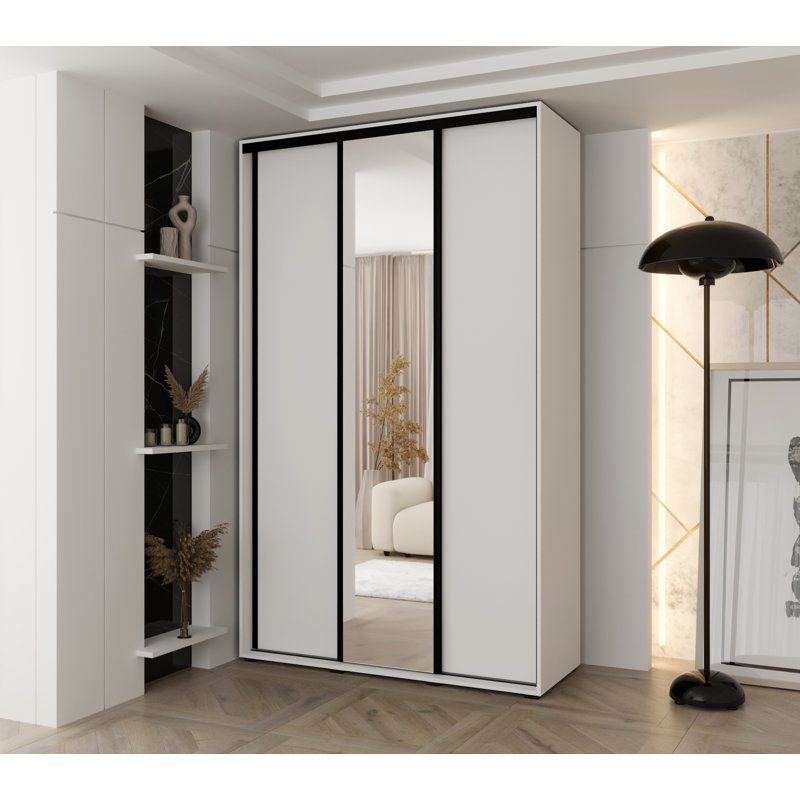 3 Door Manufactured Wood Wardrobe, 235.2cm H x 160cm W x 45cm D, White