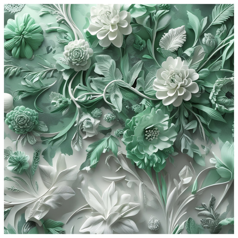 Édredon vert à motif floral, 24in W x 17in L