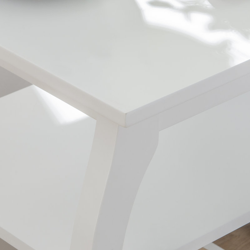 Kystin Solid Wood 2-Shelf End Table With Storage, White