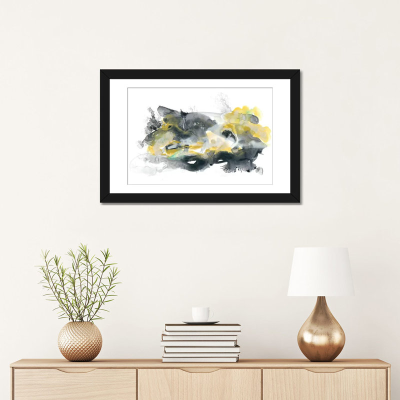 « lunaire voile ii », reproduction sur toile, H 16 po x l 24 po x P 1 po, Papier d'art encadré noir, Blanc