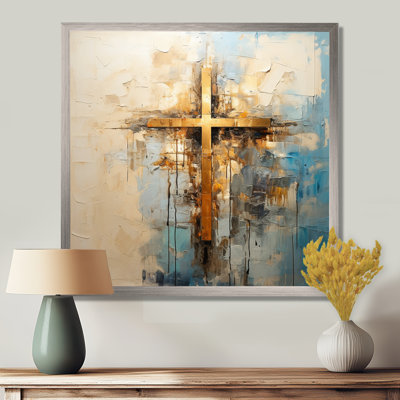 Gold Religious Minimalism Cross II - Religious Landscape Canvas Prints