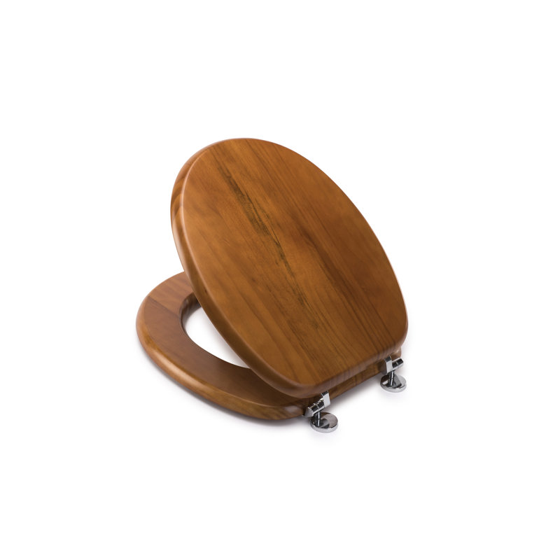 Antique Solid Pine Toilet Seat - Ergonomically Shaped for Comfort, Adjustable Hinges 110-200mm, Chrome Plated Fixings, All Fittings Included