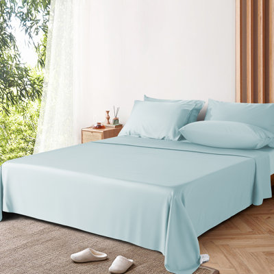 6 Pieces Bamboo Cooling Bed Sheets Set - 16" Deep Pockets