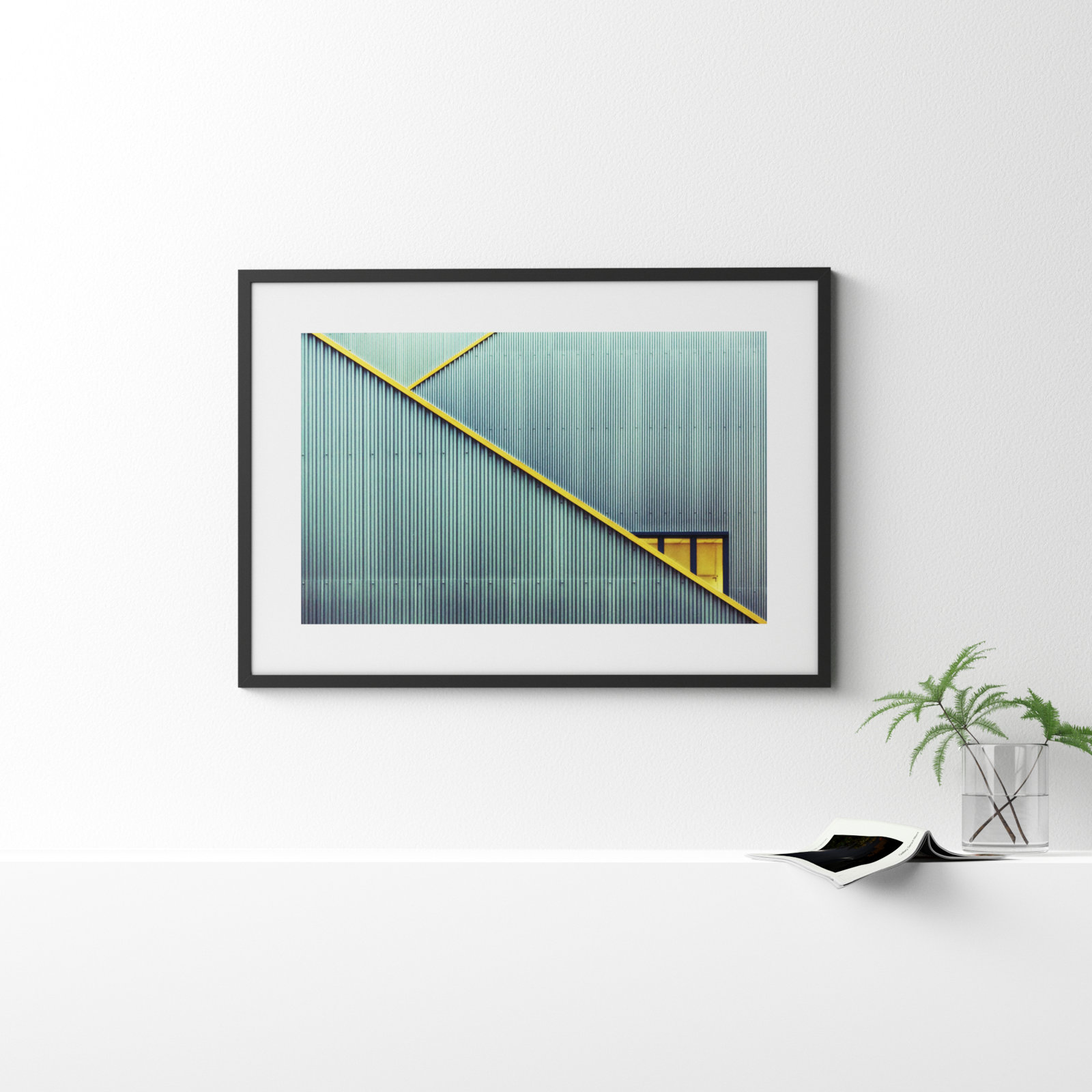 Stairs by Jan Niezen, 29.25" H x 41.38" W x 0.88" D, Black Framed Paper