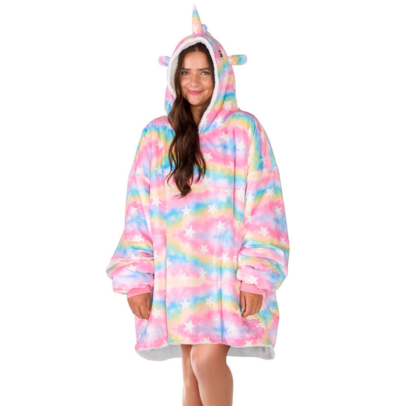 Couverture en sherpa à capuche portable, Licorne, Adulte