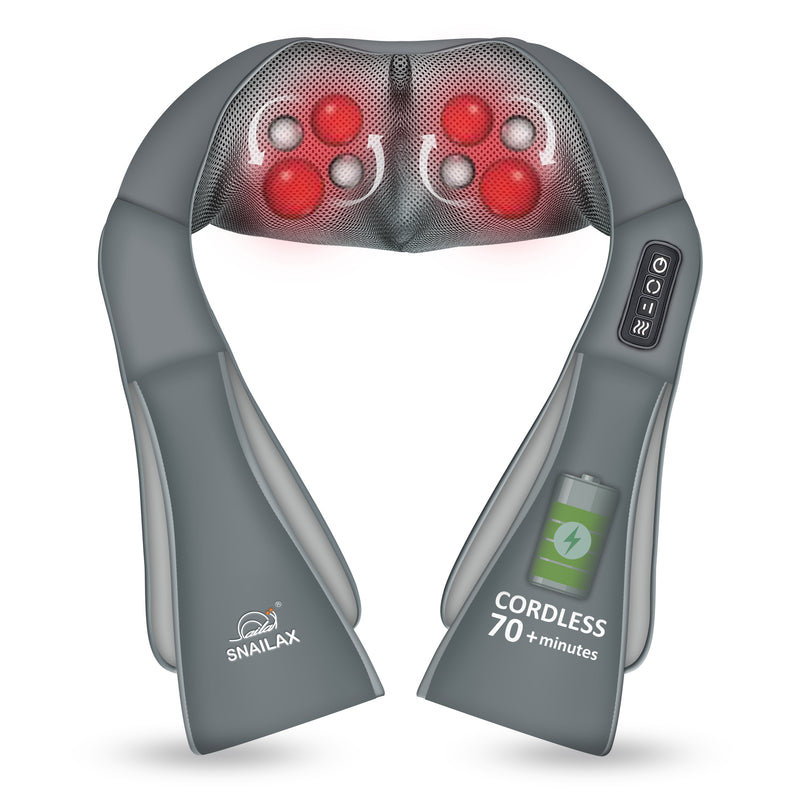Snailax Cordless Portable Rechargeable Neck and Back Massager with Heat ...