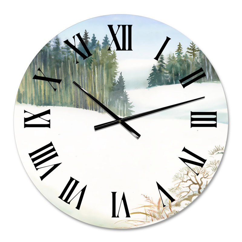 Pine Forest In Snowy Winter Landscape - Traditional wall clock, Medium