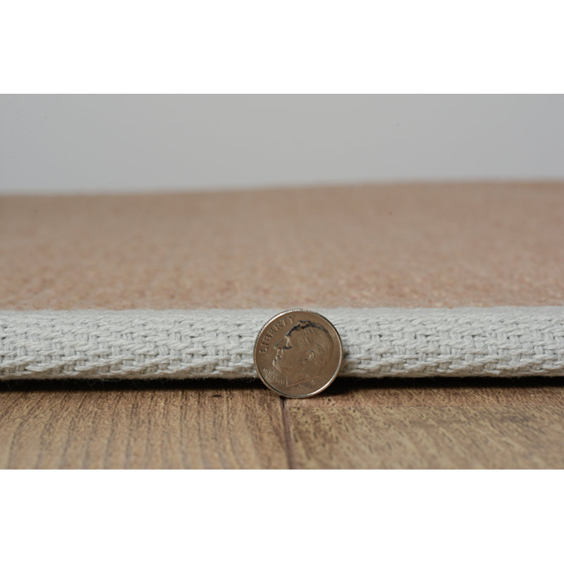 Nannette Handmade Dark Beige Berber with Ice Blue Cotton Border Made in the USA Area Rug, Rectangle 8'9" x 12'