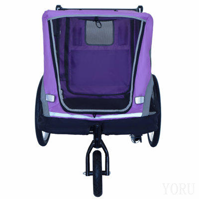 2-In-1 Bike Trailer & Push Cart For Pets - Detachable Bike Hitch & Push Handle Included - Quick Release Wheel, Internal Leash, Dual Cup Pockets And Underneath Storage Bag,  Holds Pets Up To 100 Lbs