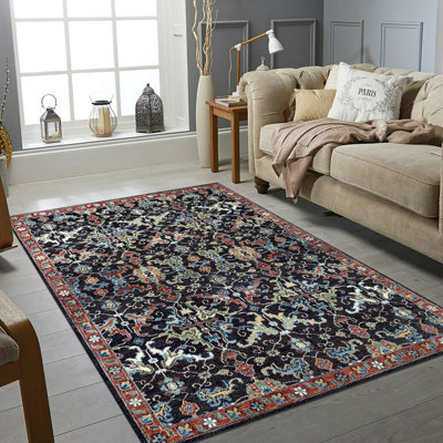 Blue Hand-Knotted Wool Floral Abundance Classic Traditional Modern Contemporary Carpet Rug