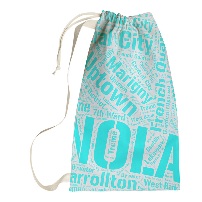 Laundry Hamper with Handles, Small (29" H x 18" W x 1.5" D), Cyan, New Orleans