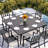 Mariana 60" W Square Metal Outdoor Dining Table with Umbrella Hole-364470199