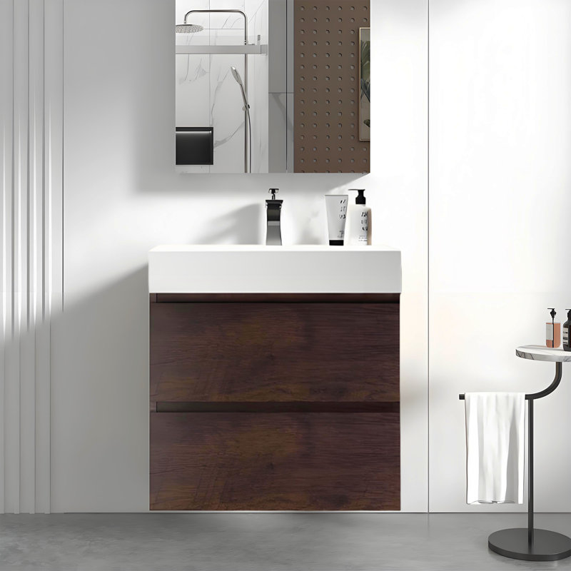 Meuble-lavabo de salle de bain Mid-Century, Blanc