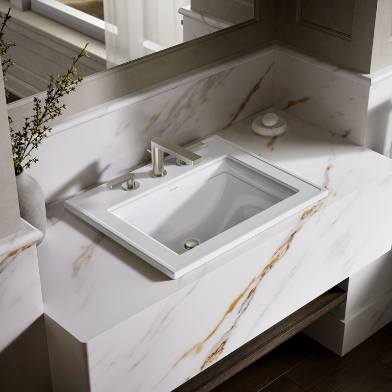 Memoirs® Stately Drop-in Bathroom Sink, White, 8" Centers
