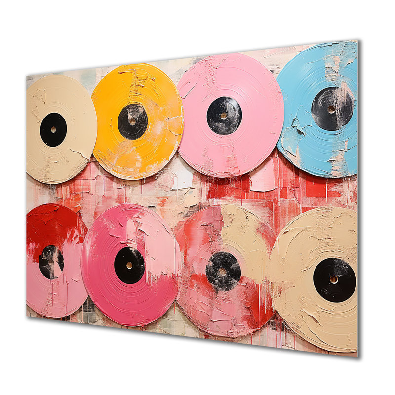 Présentoir de disques de vinyle rose I - Disques de vinyle, art mural en métal MT136810, H 30 po x l 40 po x P 1,5 po