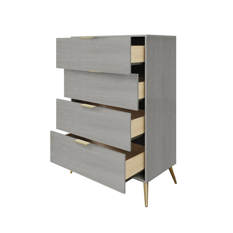 Rafiat 29.72'' W 4 - Drawer Dresser, Silver