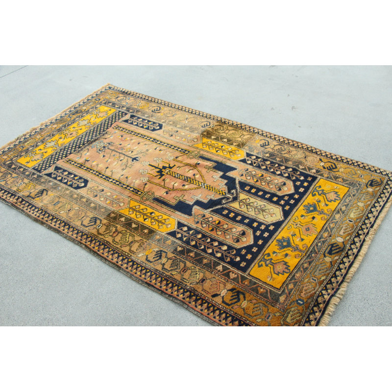 Tapis rétro de style turc orange Anatolian Vintage