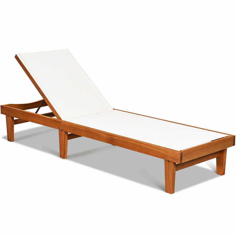 Chaise longue de patio réglable en bois massif