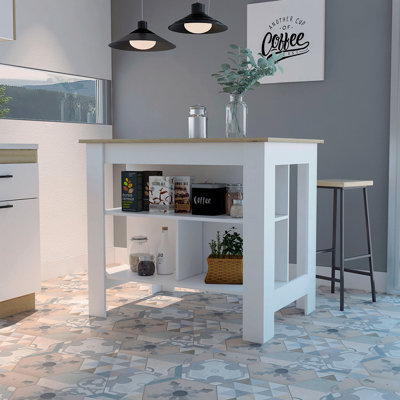 Îlot de cuisine, quatre pieds, trois tablettes