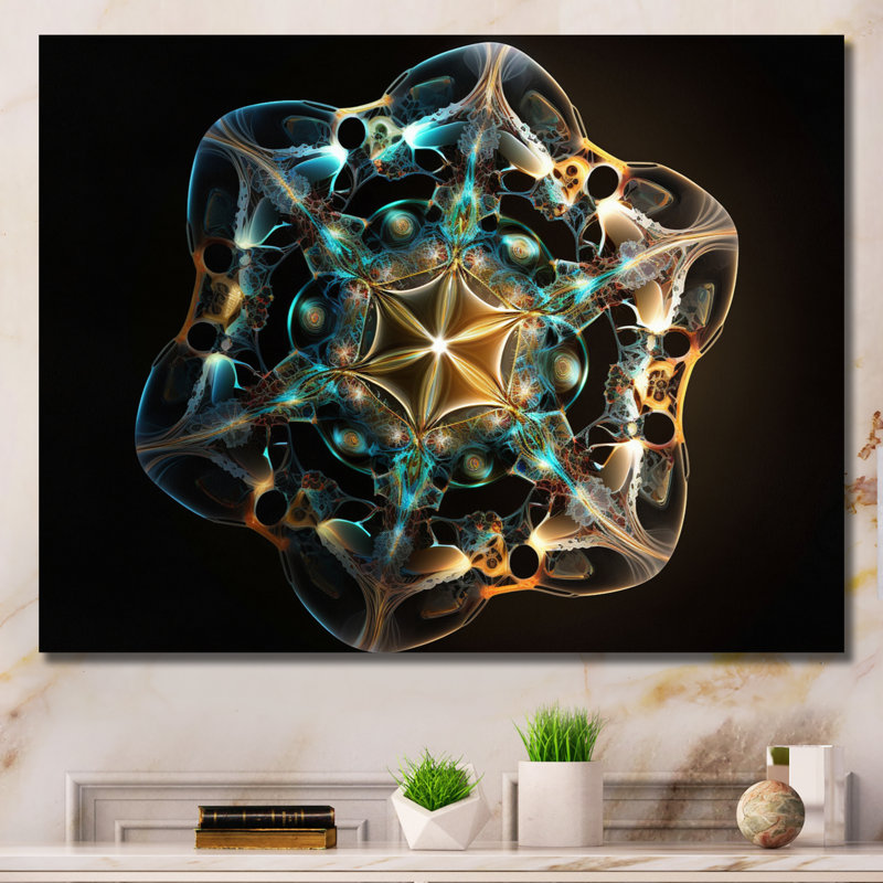 «Hidden Message Water Molecule - Fractals», art mural dans le salon, H 34 po x l 44 po x P 1,5 po, Toile tendue
