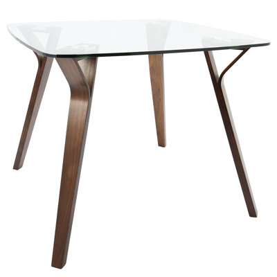 Folia Mid-Century Modern Dinette Table In Walnut And Glass By