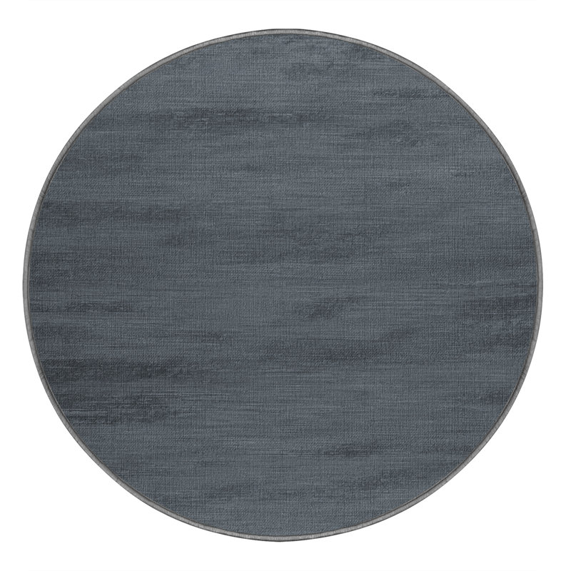 Machine Washable Solid Gray Area Rug, Round 6'