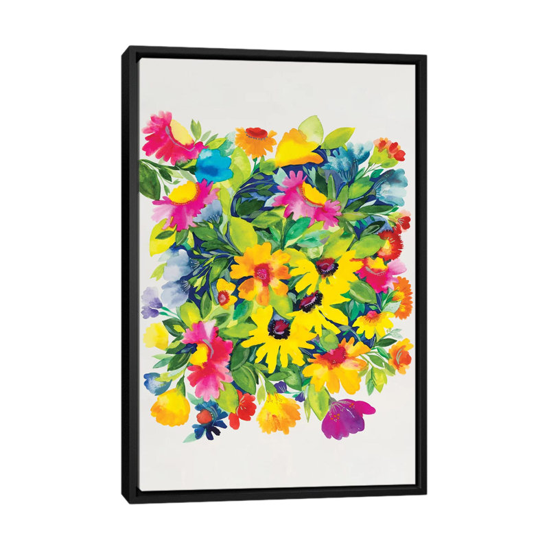 «Late Summers Bouquet», impression sur toile, H 26 po x l 18 po x P 1,5 po, Toile avec cadre flottant noir, Pas de tapis