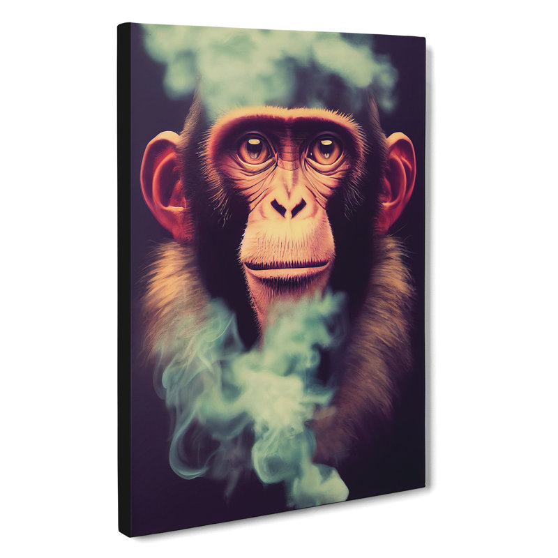 Monkey In The Smoke - Wrapped Canvas Print, 50cm H x 35cm W x 3cm D