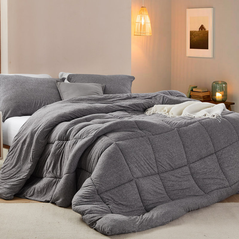 Summertime Coma Inducer Spandex-Infused Oversized Comforter, Dark Gray, Queen Comforter