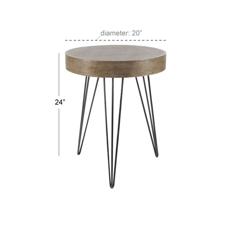 Elegant Round 20" Wood and Metal Accent Table in Brown