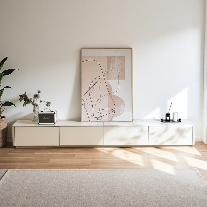 Meuble télé simple de style crème