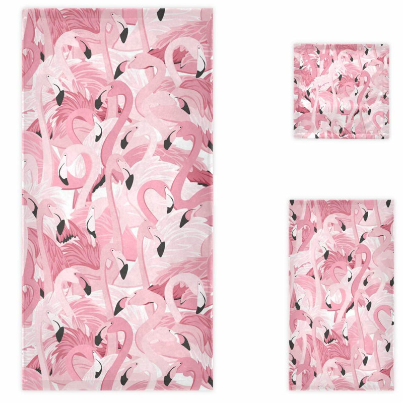 Tropical Flamingo Bliss: Luxury 3-Piece Towel Set for Bathroom, Hotel, Gym, Spa & Kitchen