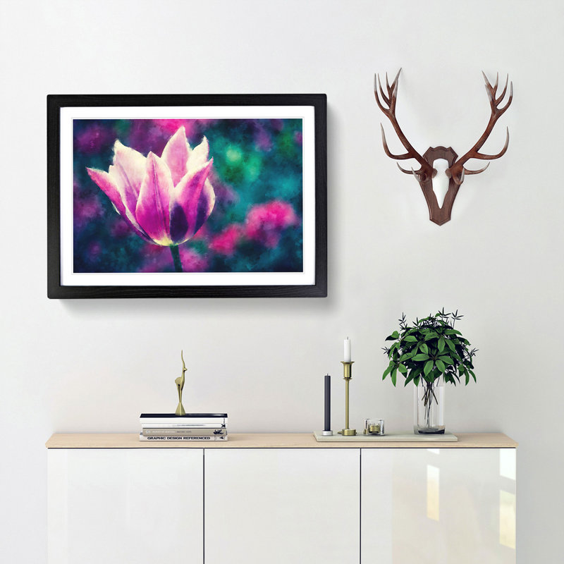 Purple Tulip Flower - Framed Print, 62cm H x 87cm W x 2cm D, Black Framed