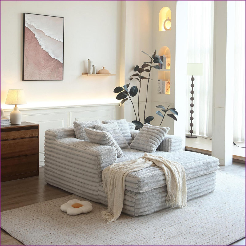 Méridienne Lazy Coussins | Gris clair | Tissu