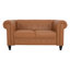 Causeuse en cuir Mythili Chesterfield, causeuse à accoudoirs roulés, canapé avec pieds en bois-473597488
