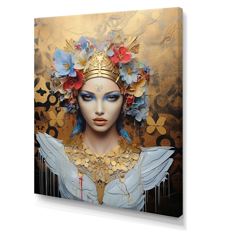 Portrait de femme à la mode - art mural glam, Toile tendue, H 32 po x l 16 po x P 1 po