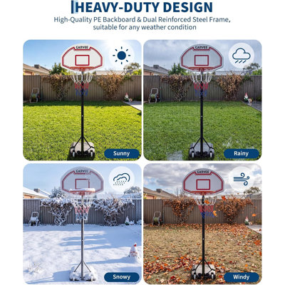 Portable Basketball Hoop Outdoor Adjustable Basketball Goal System | Shatterproof Backboard, Basketball Hoop with Wheels for Kids, Youth and Adults in