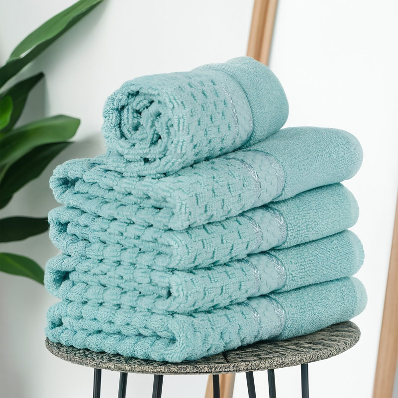 Collection de serviettes texturées 100% coton Mulaayam, Vert menthe
