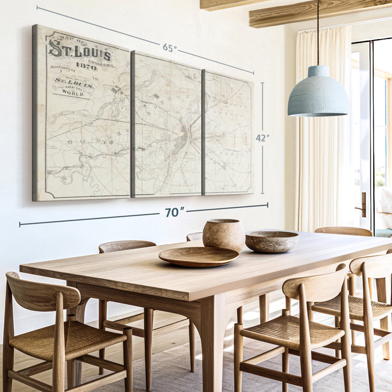 «Vintage St Louis Map II» sur toile, H 42 po x l 65 po x P 1,25 po