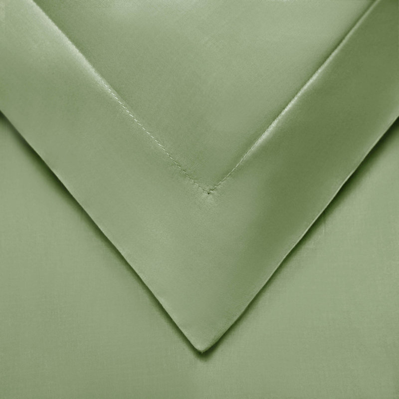 Egyptian Cotton Blend 300 TC Modern & Contemporary 3 Piece Duvet Cover Set, Sage, King/Cal. King Duvet Cover + 2 King Shams
