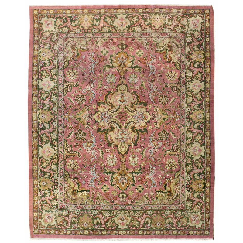 Amritsar One-of-a-Kind 9'1" X 12' 1910s Wool Area Rug in Pink
