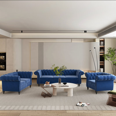 Evetta 3 - Piece Velvet Living Room Set