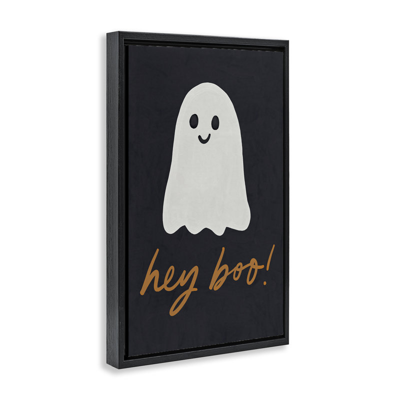 Toile encadrée «Hey Boo Spooky Ghost» par Amanda Houston, Cadre flottant noir de jais, H 31 po x l 21 po